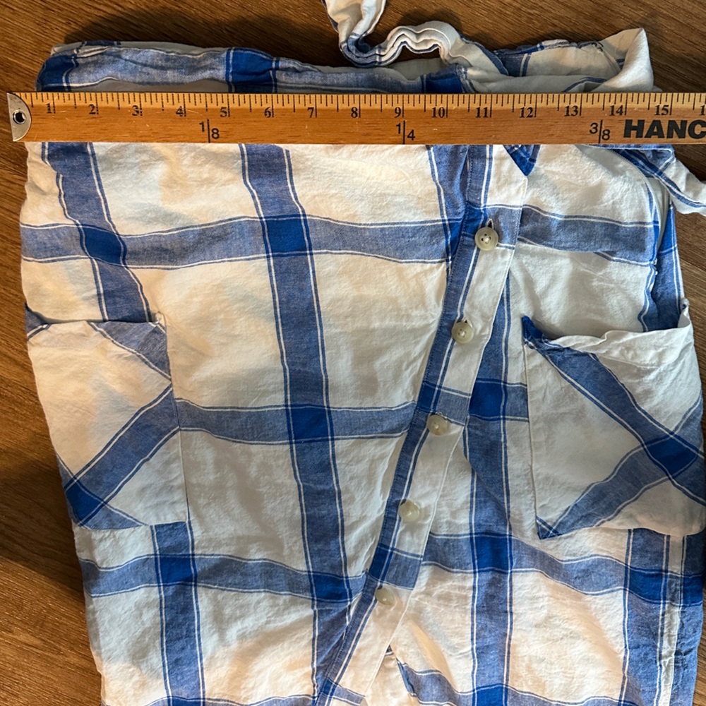 Anthropologie Maeve Linen-Blend Asymmetrical Plaid Skirt with POCKETS - Picture 2 of 6